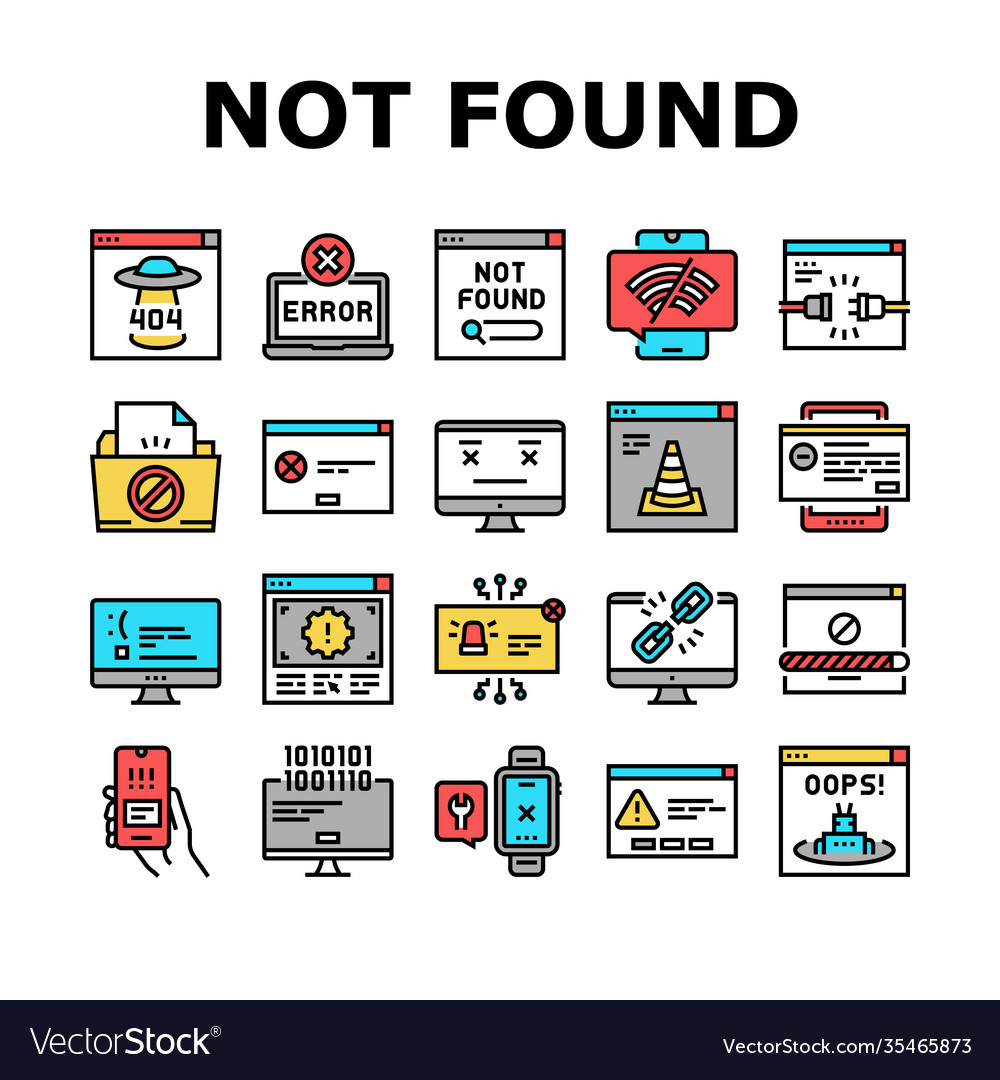 Not found web page collection icons set