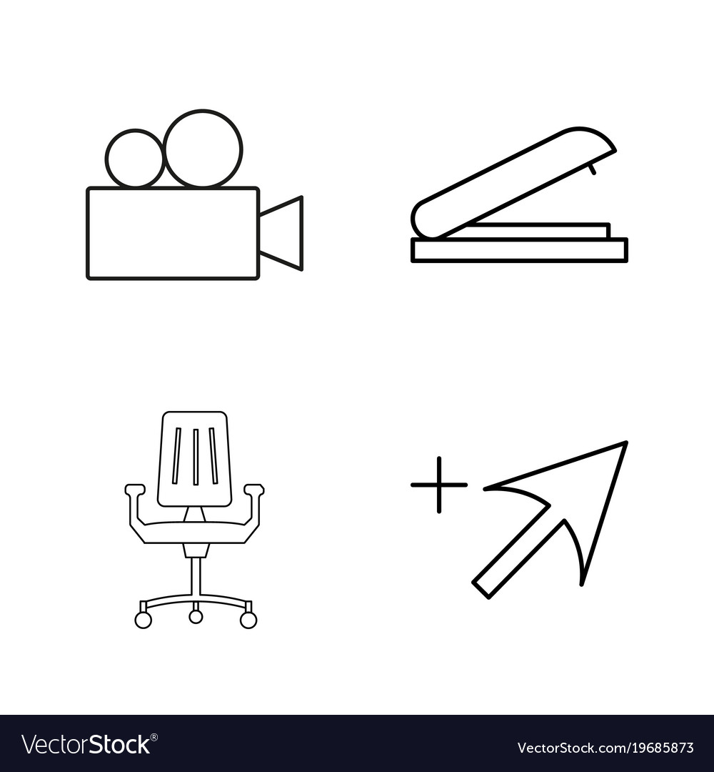 Office simple linear outline icon set
