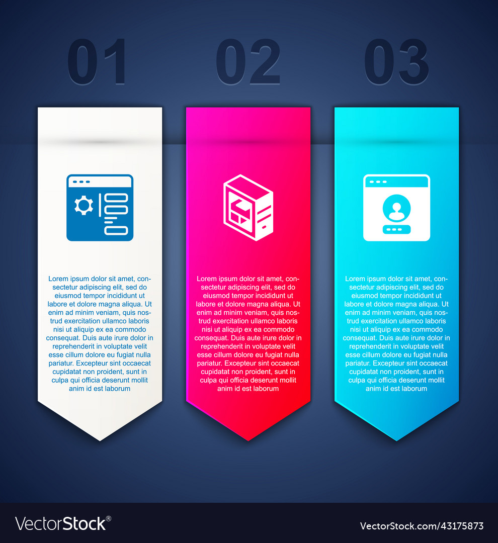 Set browser setting computer and create account vector image Set browser setting computer and create account