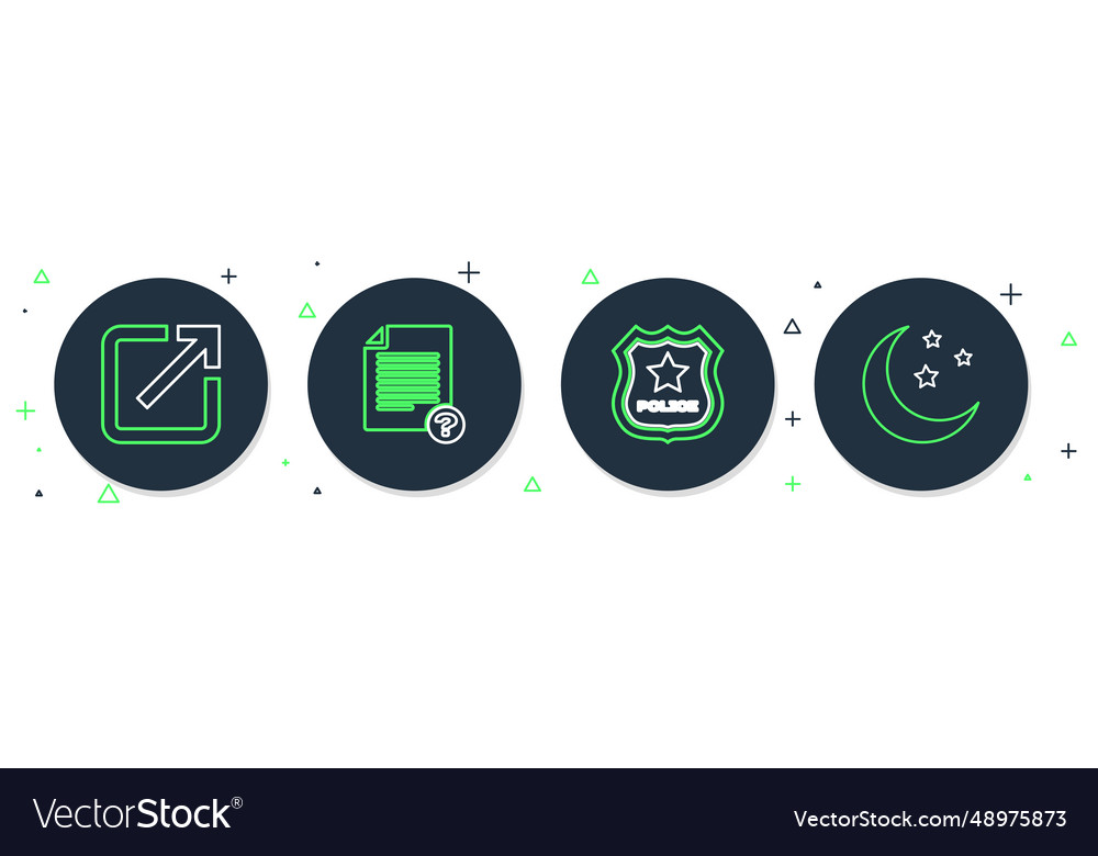 Set line unknown document police badge open vector image Set line unknown document police badge open