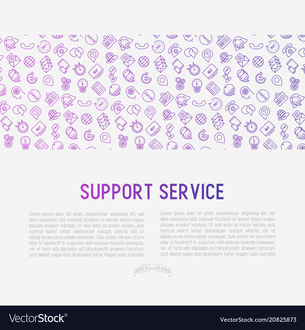 Support service concept with thin line icons