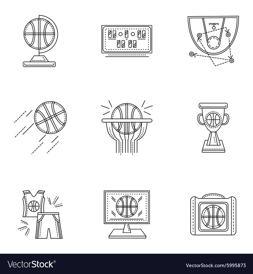 Thin line style basketball icons