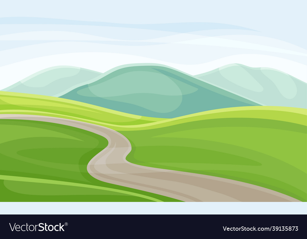 Wandering road going into the distance through Vector Image