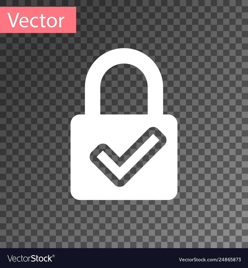 White open padlock and check mark icon isolated vector image White open padlock and check mark icon isolated