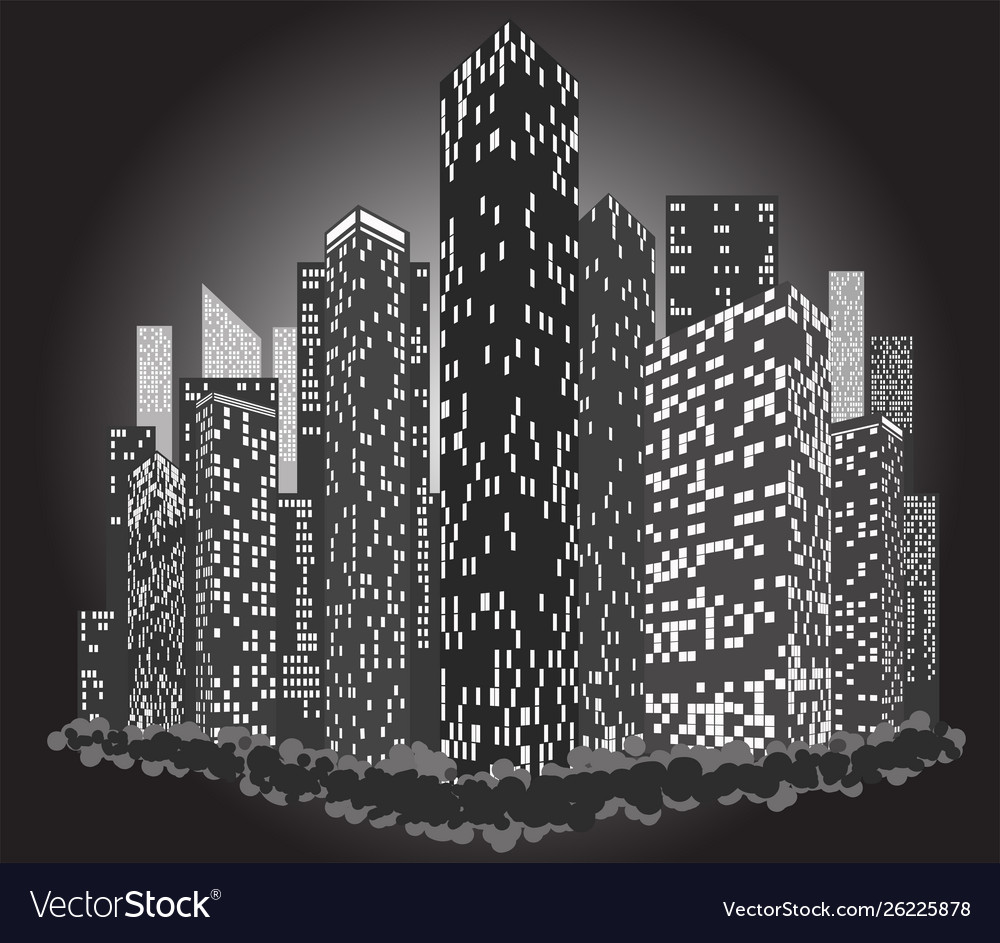 Abstract image a city with luminous windows vector image Abstract image a city with luminous windows