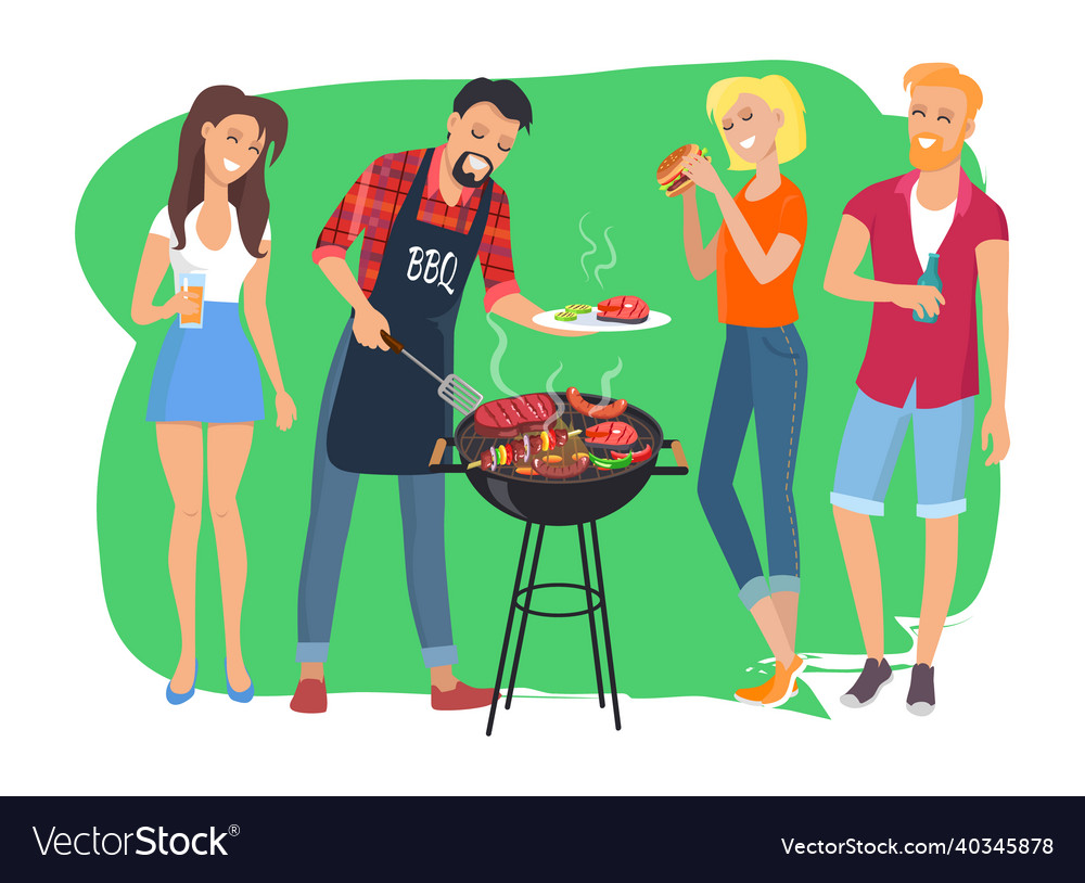 Barbecue party and people Royalty Free Vector Image