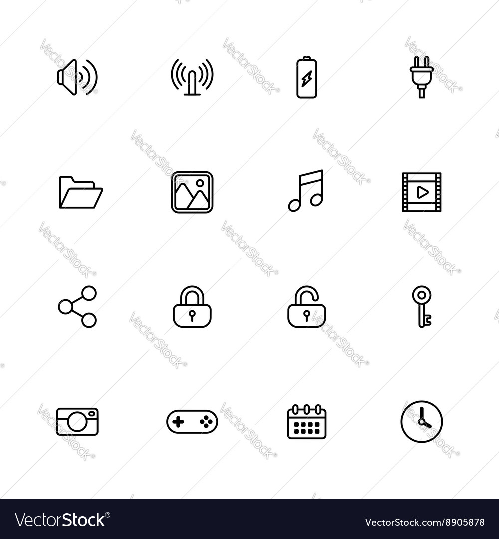 Black line web icon set