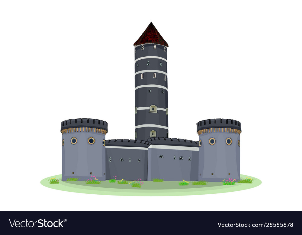 Cartoon mittelalterlichen Turm eine Burg isoliert auf whi