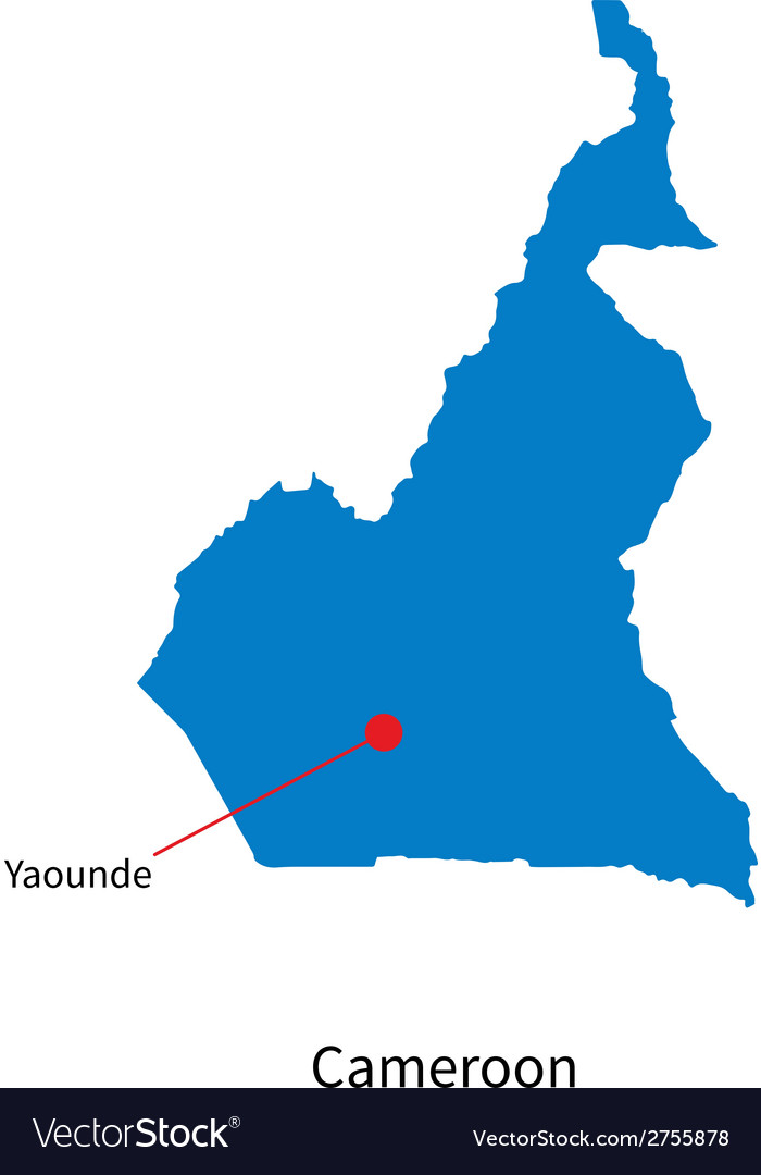 Detailed map of Cameroon and capital city Yaounde Vector Image