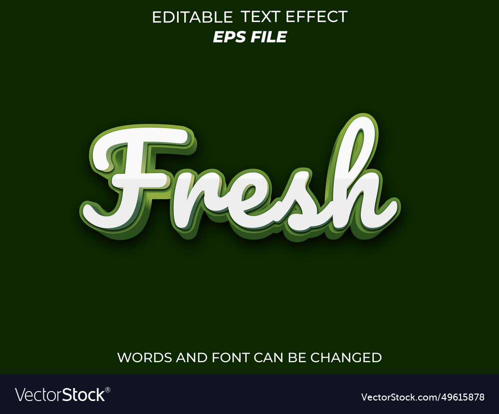 Fresh text effect font editable typography 3d Vector Image