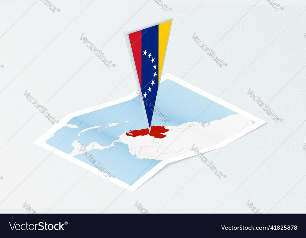 Isometric paper map of venezuela with triangular
