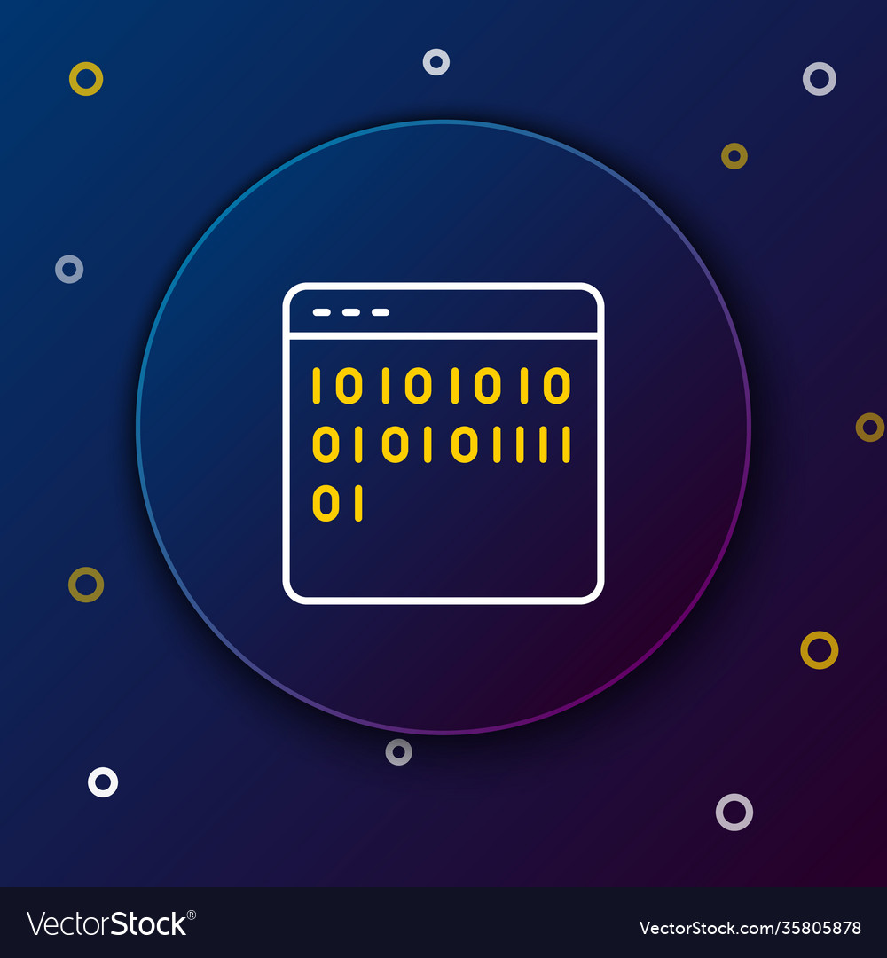 Line binary code icon isolated on blue background vector image Line binary code icon isolated on blue background