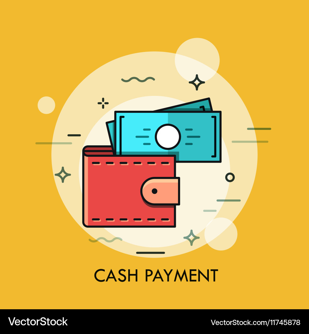 Modern Minimal Flat Thin Line Wallet Concept Vector Image