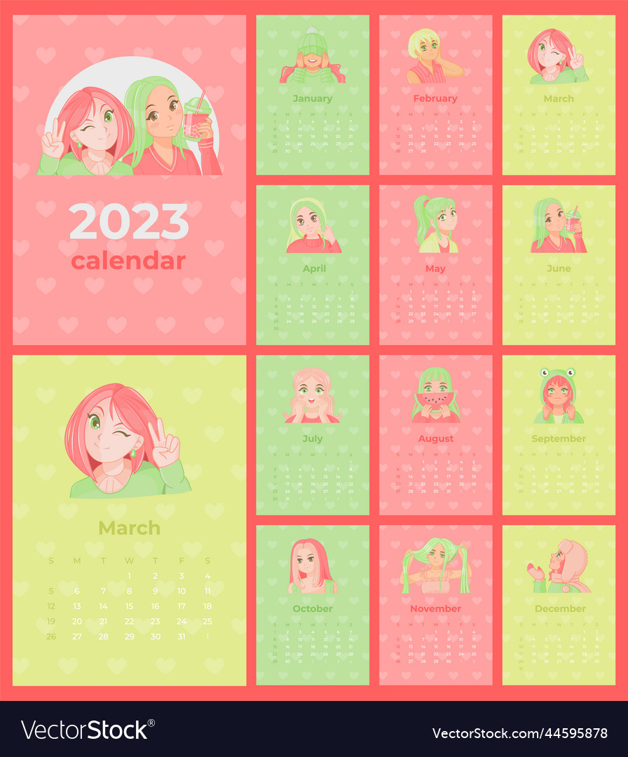 Anime Calendar 2024 Template