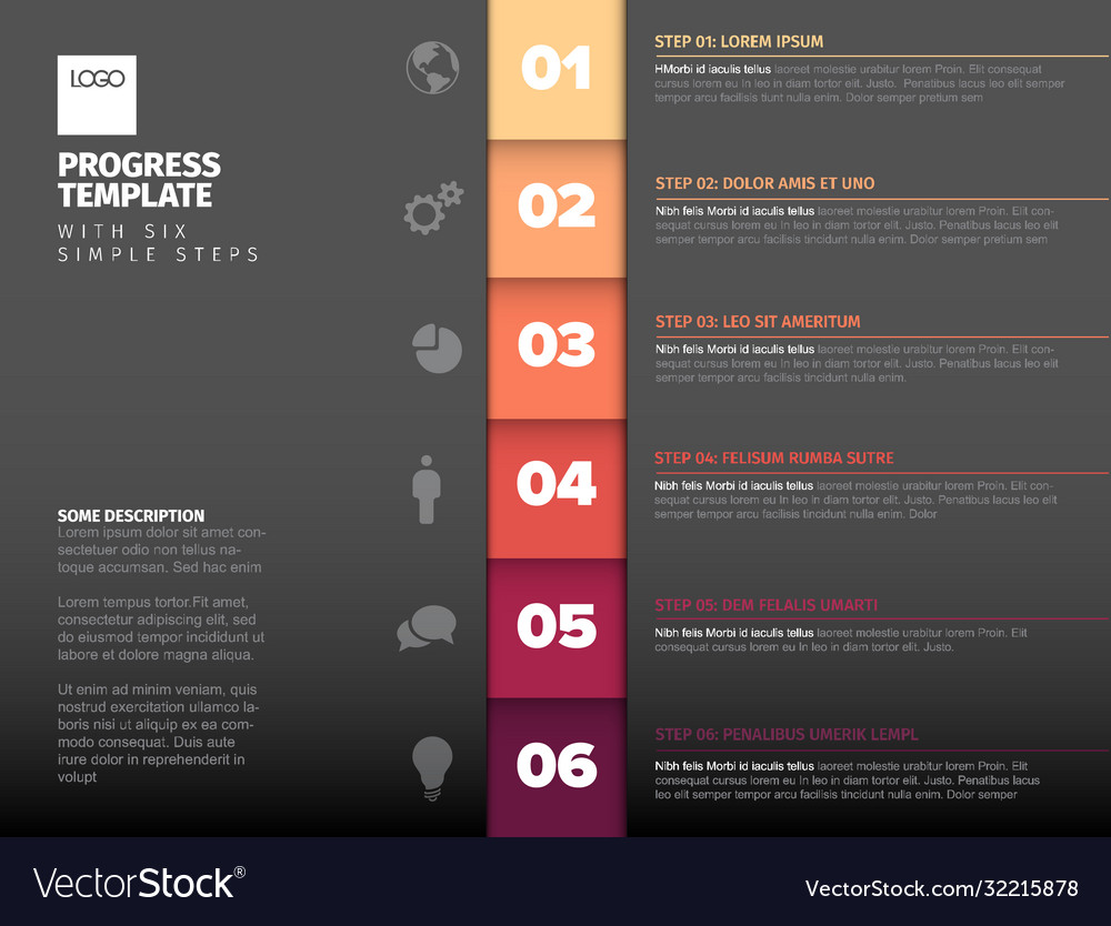 Red vertical steps progress template vector image Red vertical steps progress template