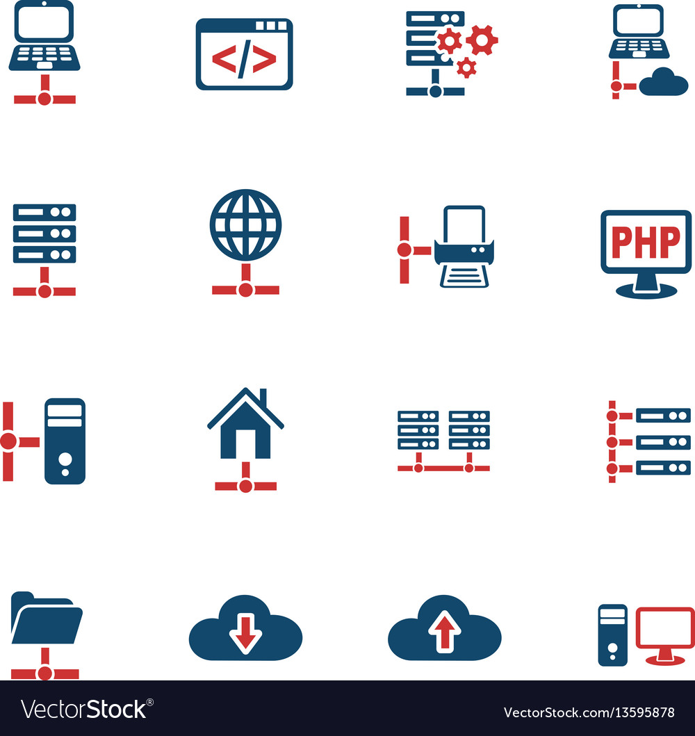 Server icon set vector image Server icon set