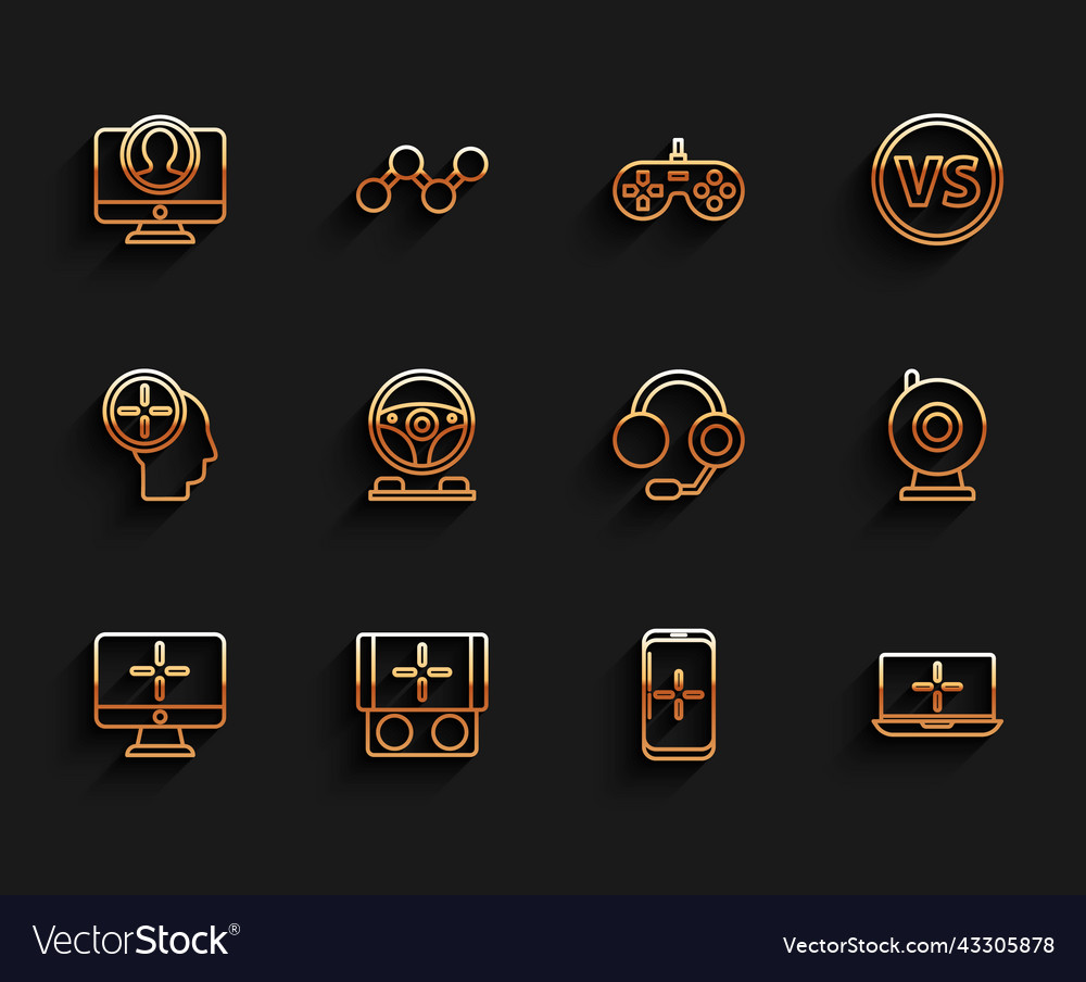 Set line computer monitor portable video game vector image Set line computer monitor portable video game