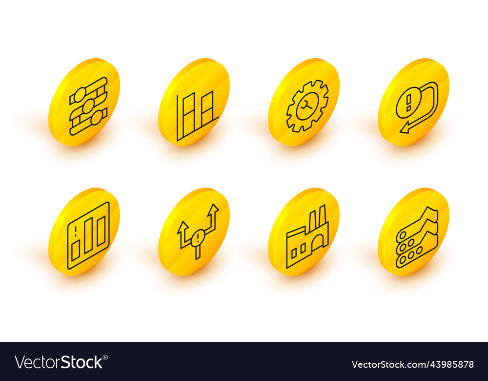 Set line graph chart diagram factory arrow pie vector image Set line graph chart diagram factory arrow pie