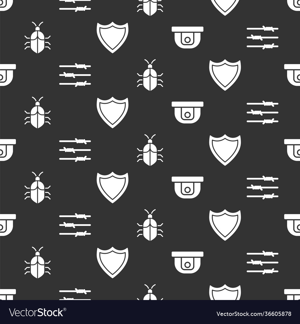 Set motion sensor barbed wire system bug concept vector image Set motion sensor barbed wire system bug concept