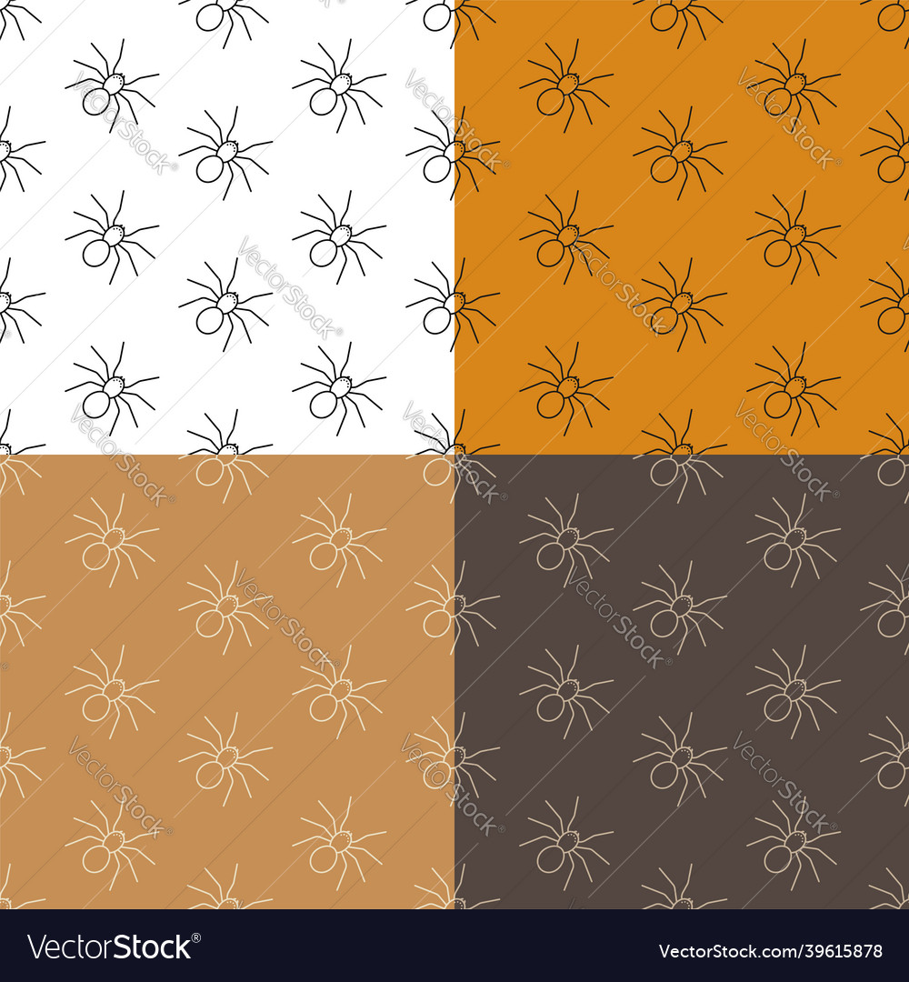 Set of seamless patterns with terrible spiders