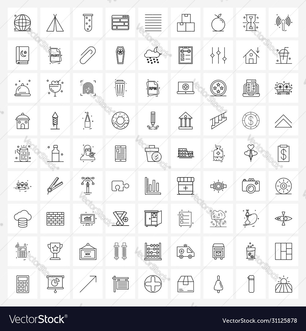 Simple set 81 line icons such as justify web