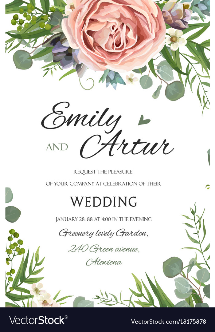 Wedding Invitation Invite Save The Date Floral Vector Image