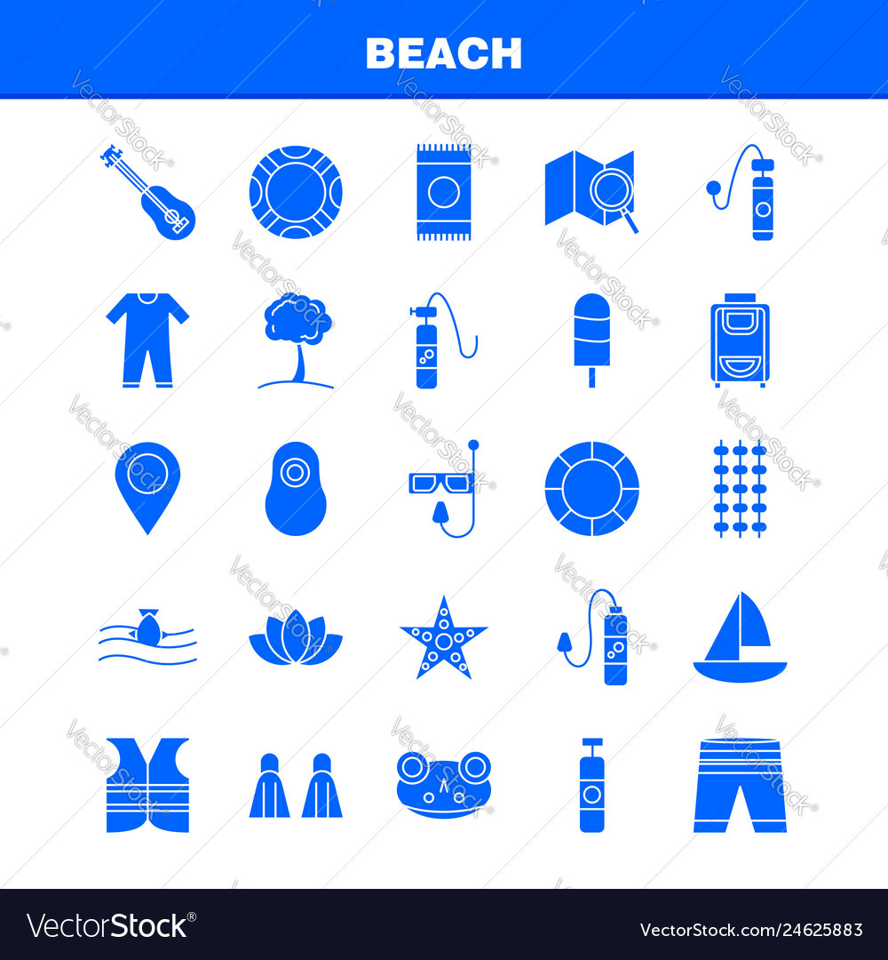 Beach solid glyph icon for web print and mobile Vector Image Beach solid glyph icon for web print and mobile