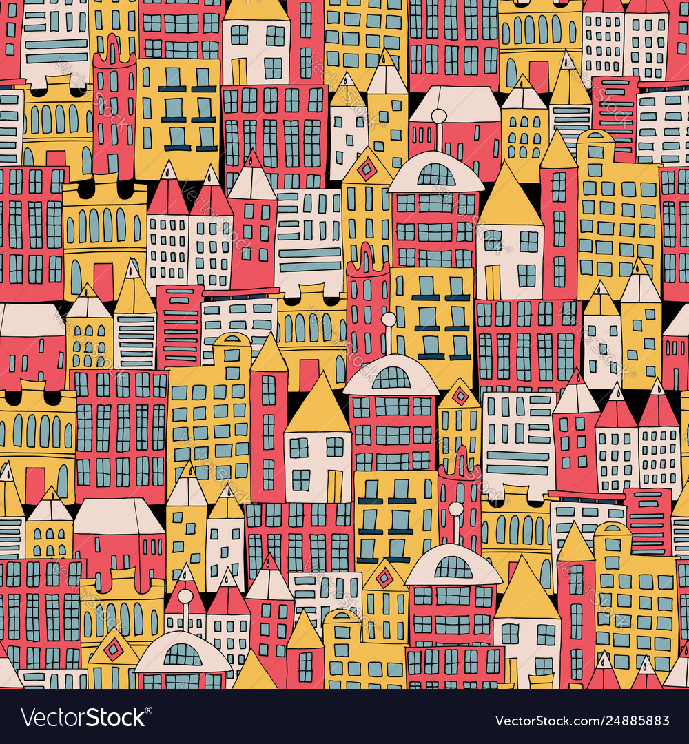 Building seamless pattern vector image Building seamless pattern