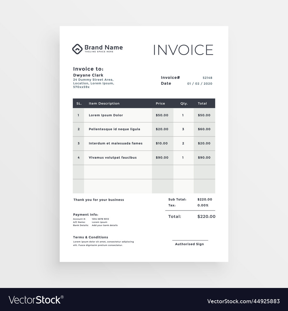 Clean minimal invoice template design
