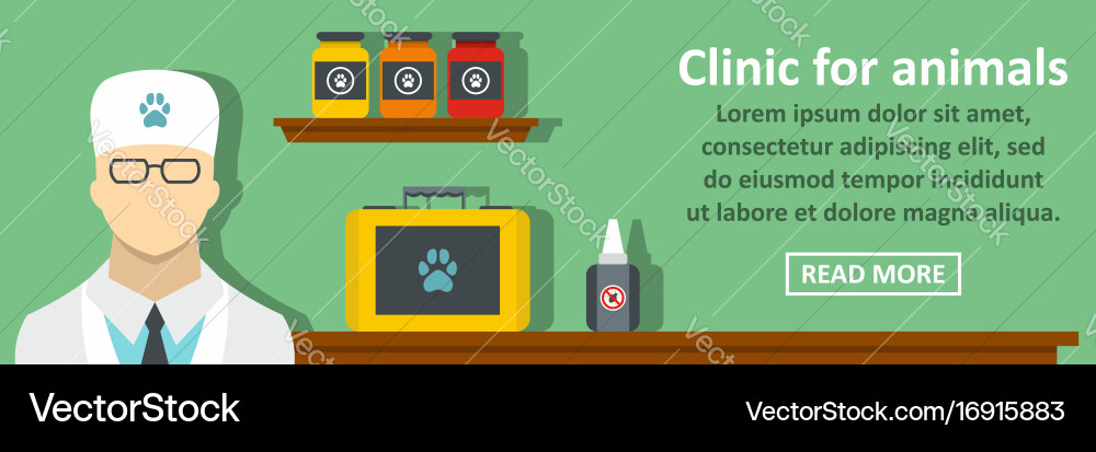 Clinic For Animals Banner Horizontal Concept Vector Image