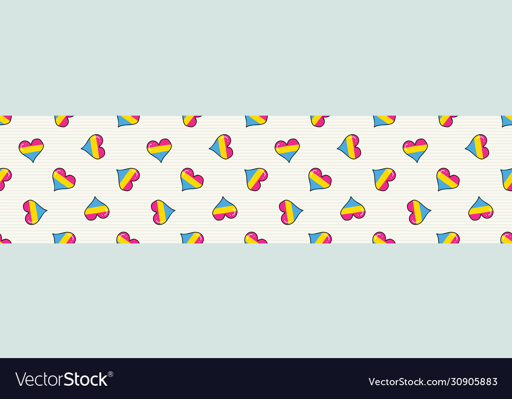 Süße pansexuell Herz Cartoon nahtlos vector image Süße pansexuell Herz Cartoon nahtlos