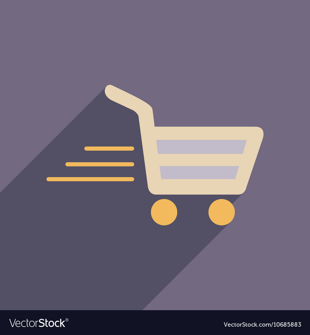 Flat web icon with long shadow cart
