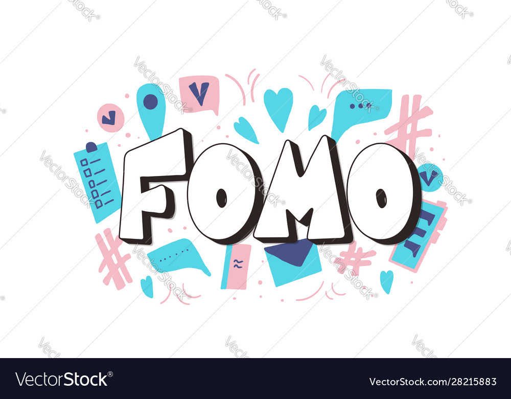 Fomo hand drawn text stylized word