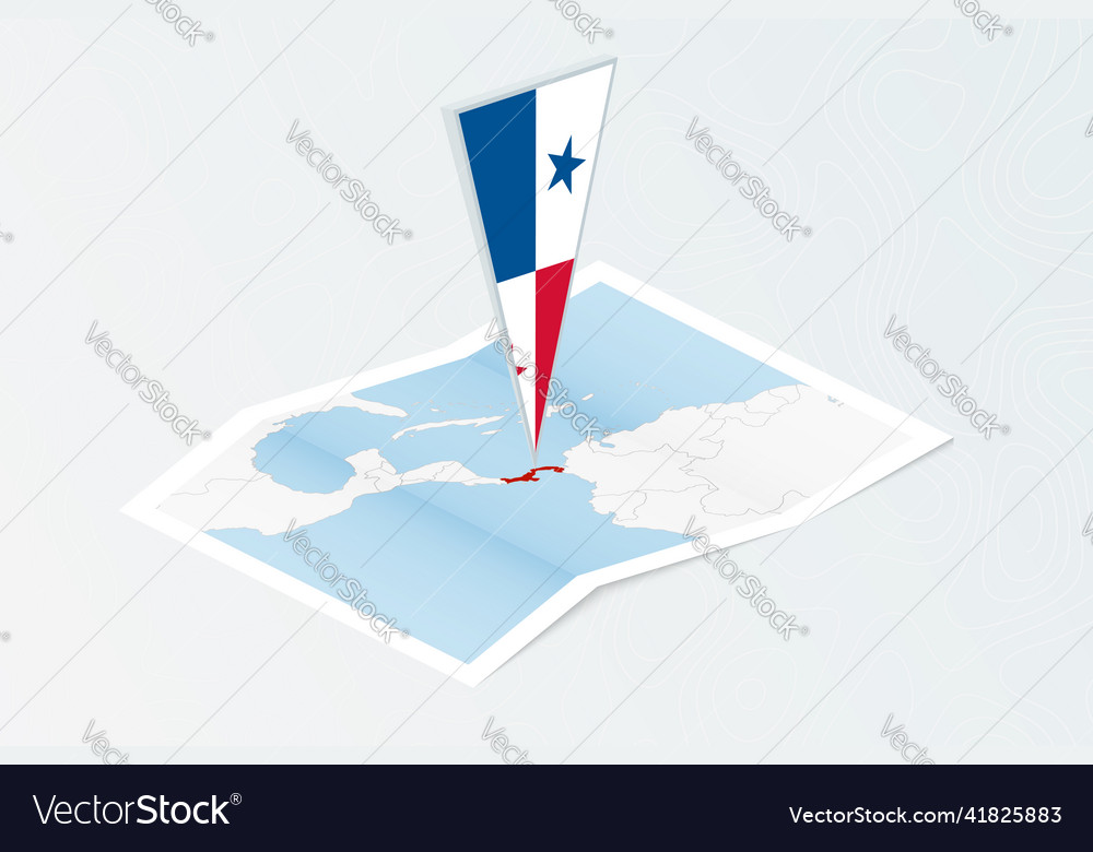 Isometric paper map of panama with triangular