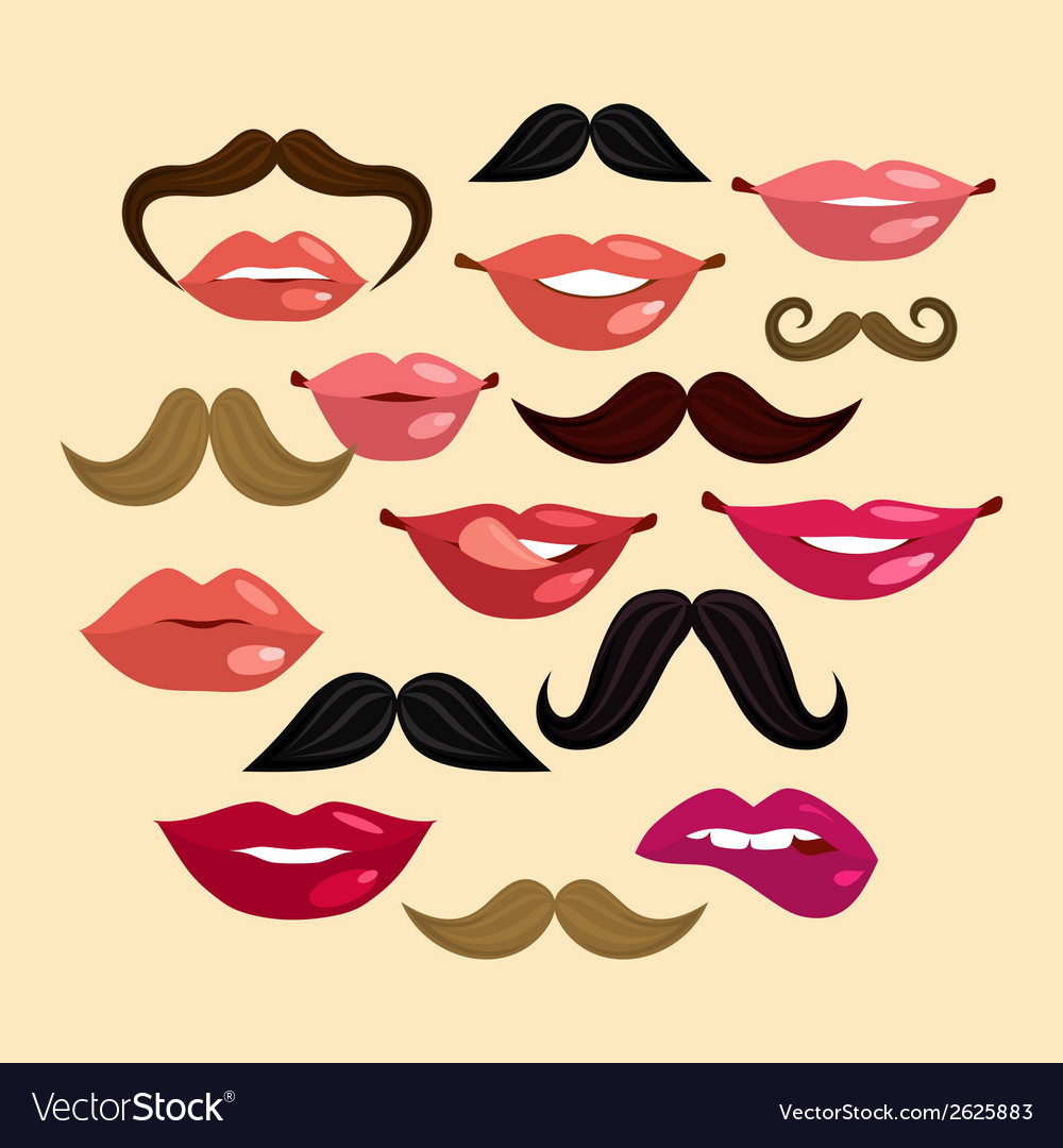 Lips And Mustaches Royalty Free Vector Image Vectorstock