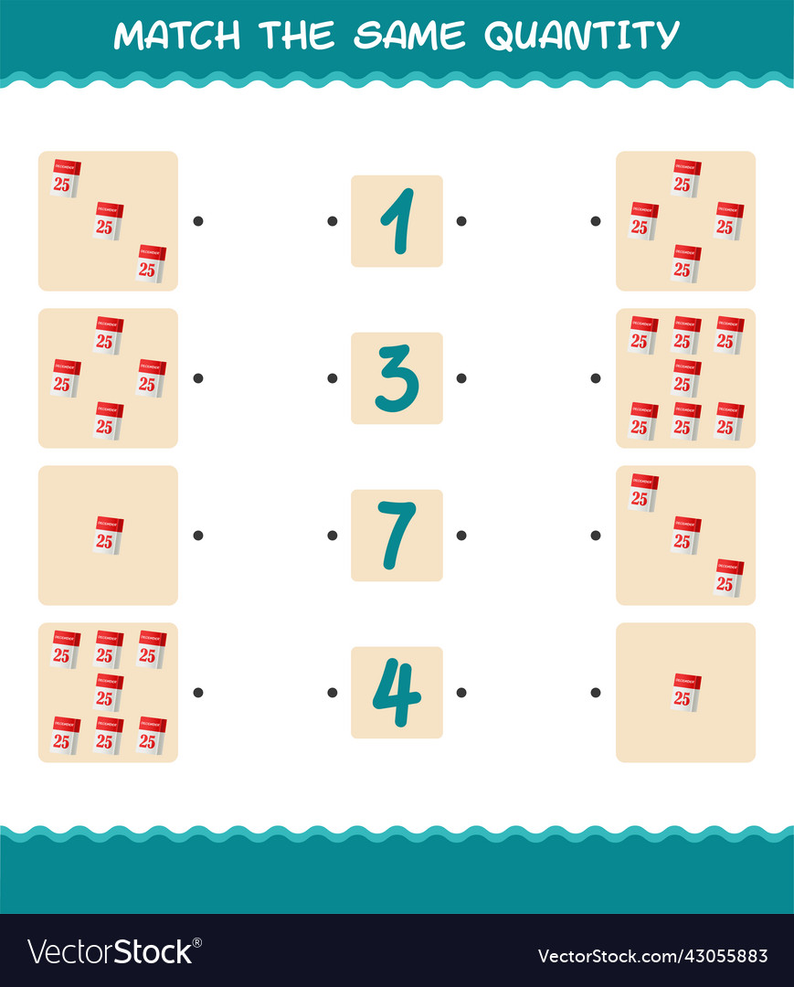 Match the same quantity of calendar counting game