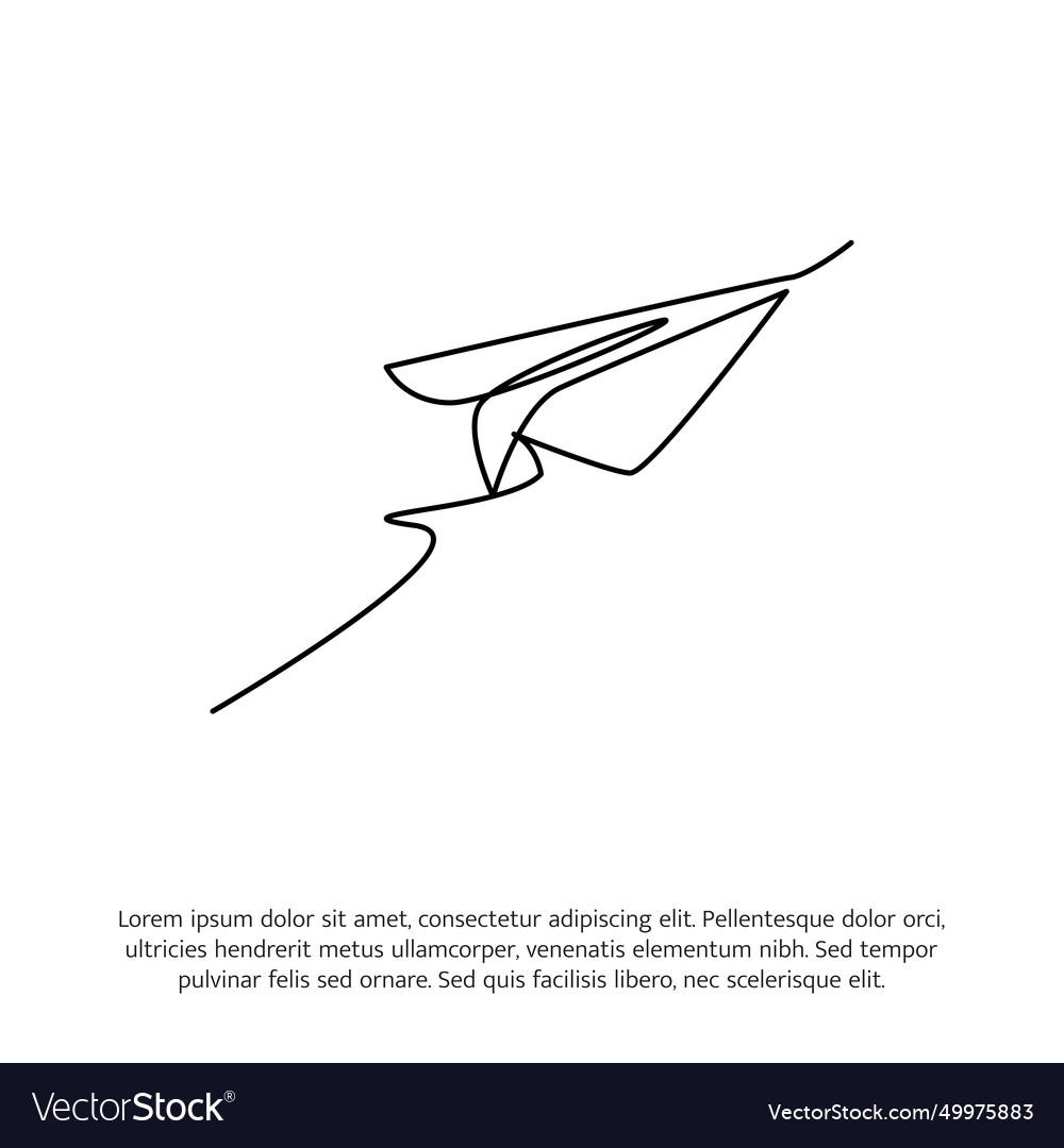 Paper plane one continuous line drawing cute