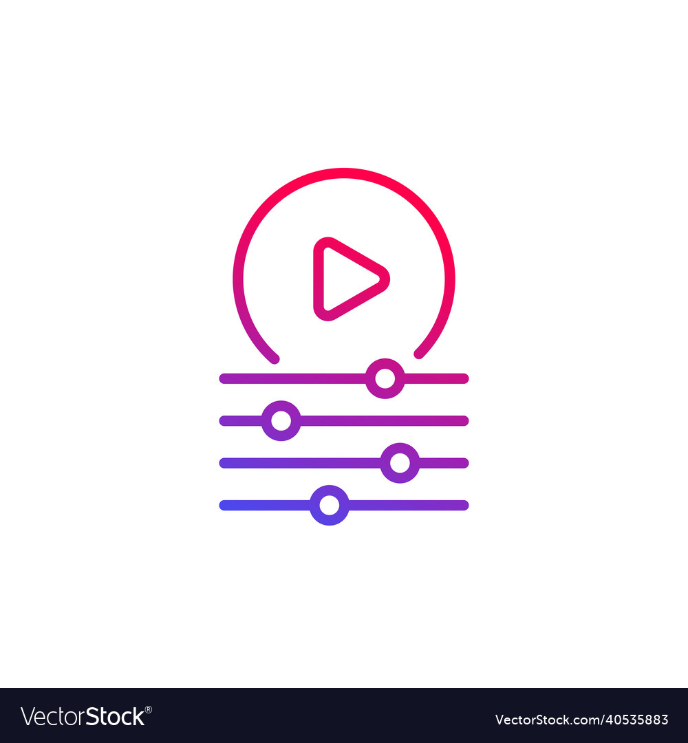 Play control settings line icon for web