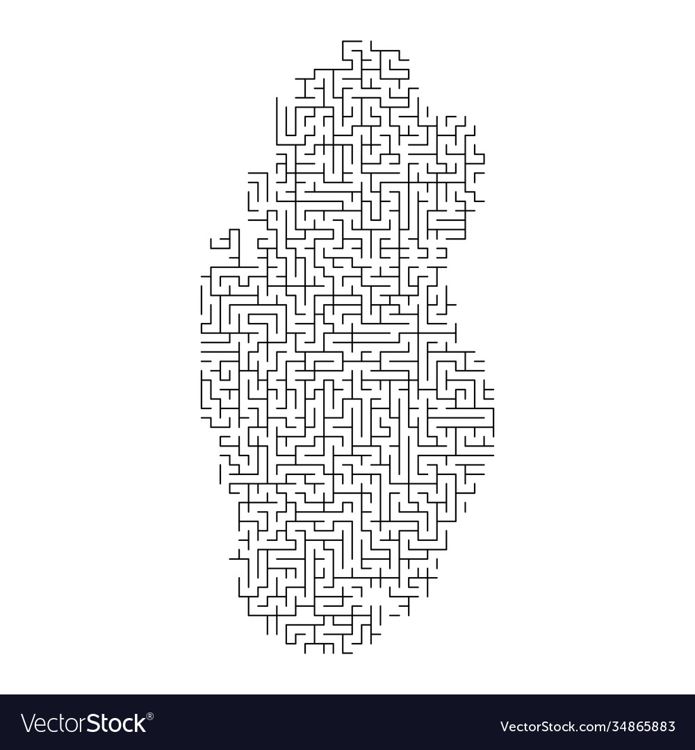 Qatar map from black pattern maze grid vector image Qatar map from black pattern maze grid