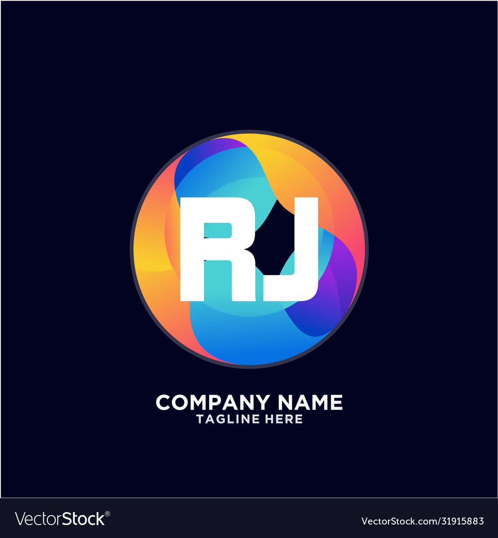 Rj initial logo with colorful circle template