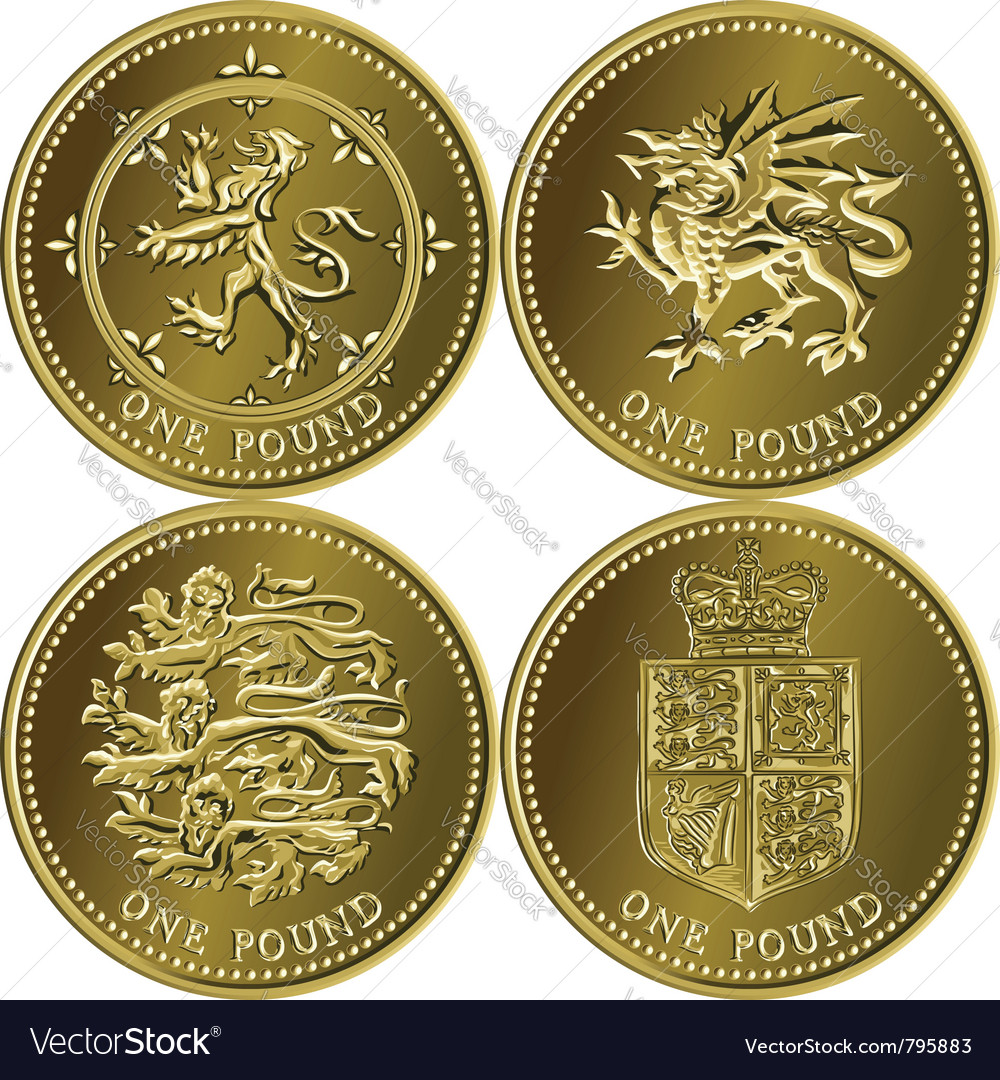 Set British Money Gold Coin Royalty Free Vector Image Set British Money Gold Coin Vector Image