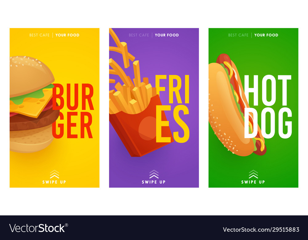 Social media stories template on theme fast food Vector Image