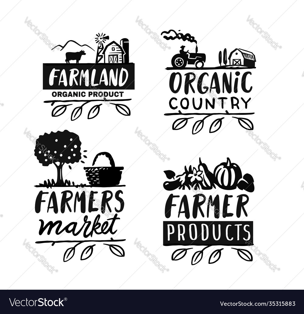 Village Emblem With Text Farmer Signs For Vector Image