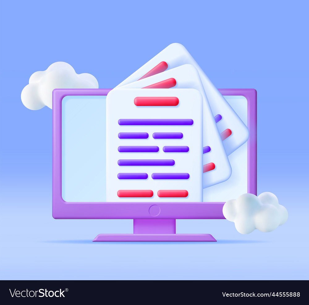 3D Computer with Documents