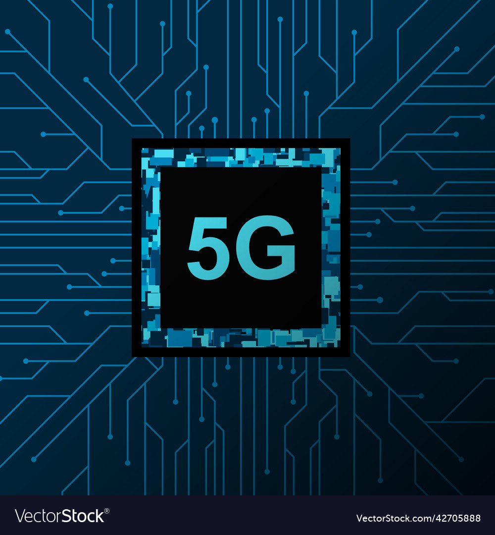 5g network processor mobile wireless internet vector image 5g network processor mobile wireless internet