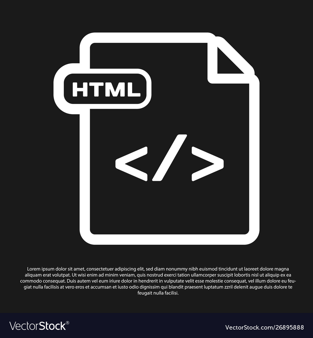 Black html file document download button vector image Black html file document download button