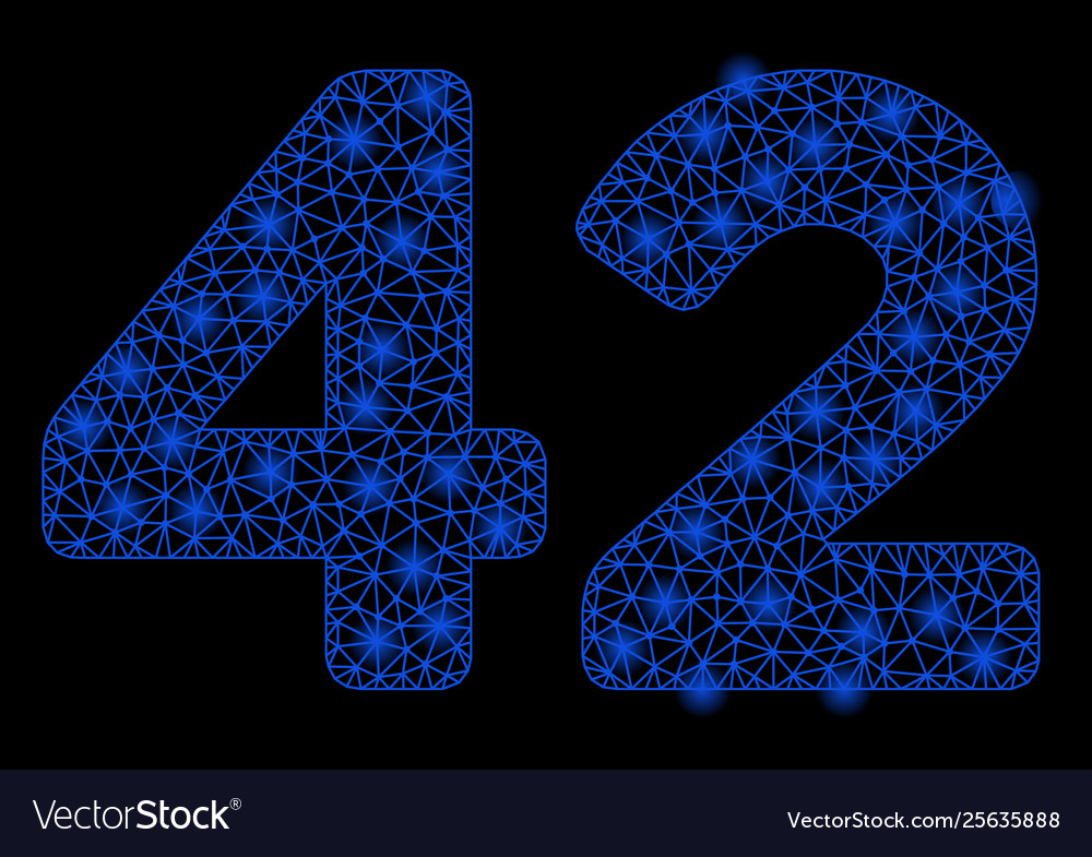 Bright mesh network 42 digits text with flare vector image Bright mesh network 42 digits text with flare