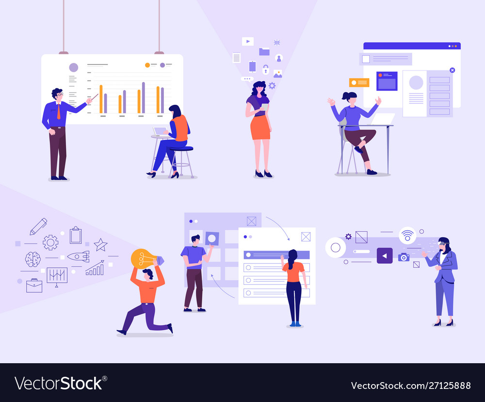 Business characters set Royalty Free Vector Image