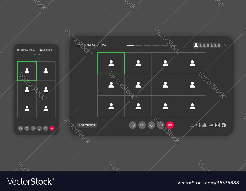 Call screen template on window browser or app vector image Call screen template on window browser or app
