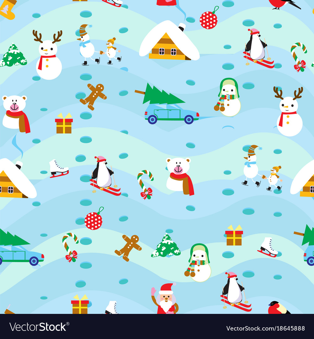 Christmas elements seamless pattern background